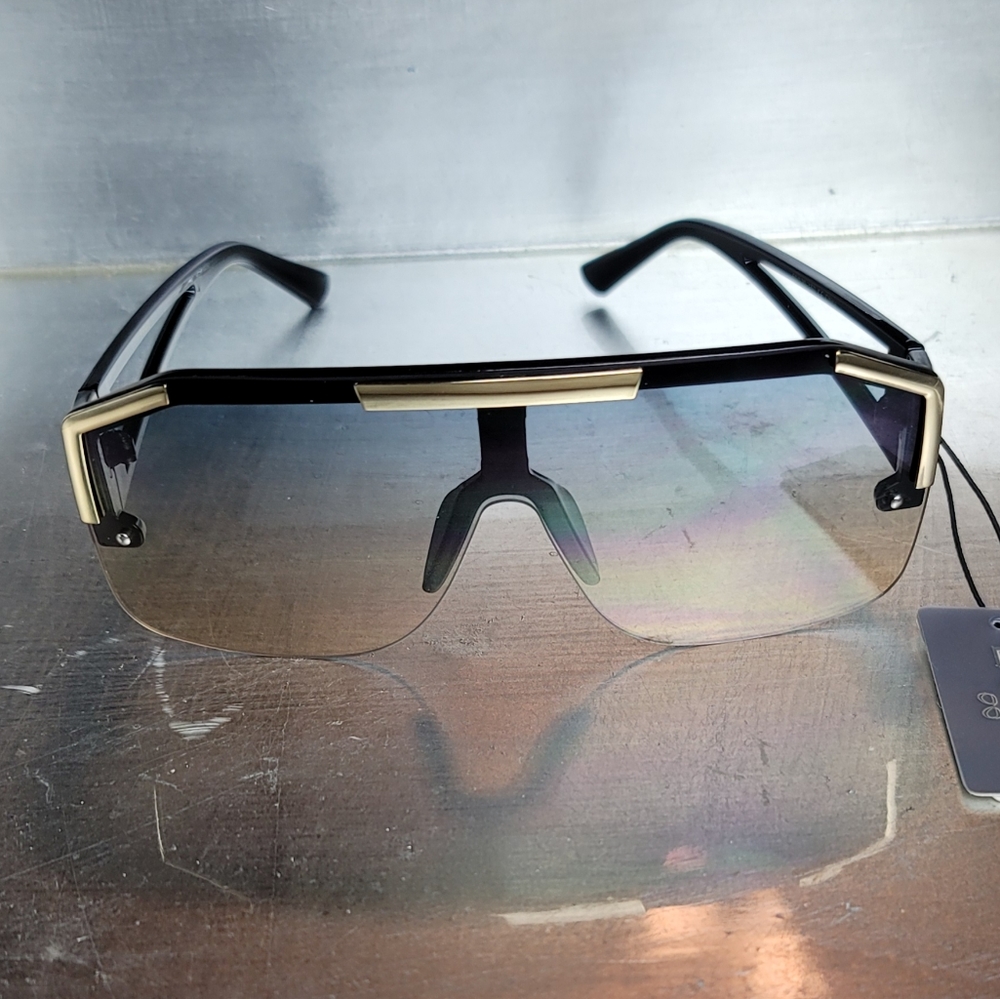 Gold Accent Shield Sunglasses
